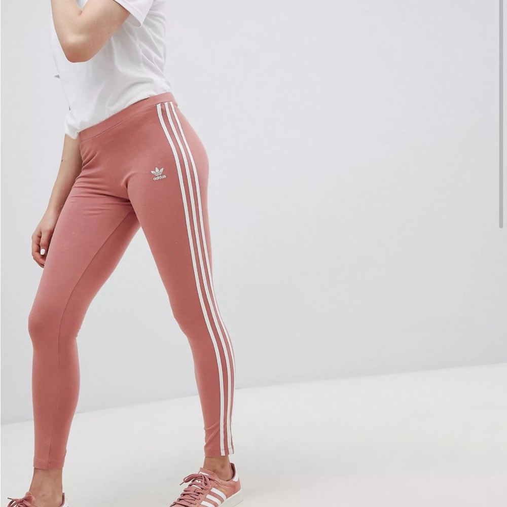 Adidas Originals Three Stripe Leggings in Pink Size M